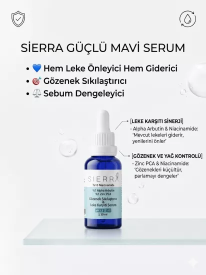 Leke Karşıtı Serum, Cilt Tonu Eşitleyici Niacinamide & Arbutin Bakımı | Sierra